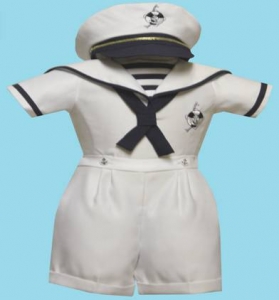 Boys Sailor Suit w/ Hat 2072046-1- (White/ Navy)